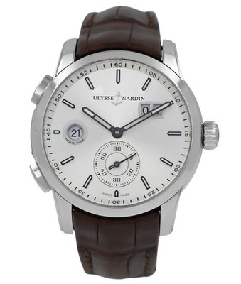 Ulysse Nardin Dual Time 3343-126 Silver Dial Date Steel 42MM Men's Full Set