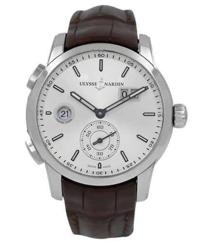 Ulysse Nardin Dual Time 3343-126 Silver Dial Date Steel 42MM Men's Full Set
