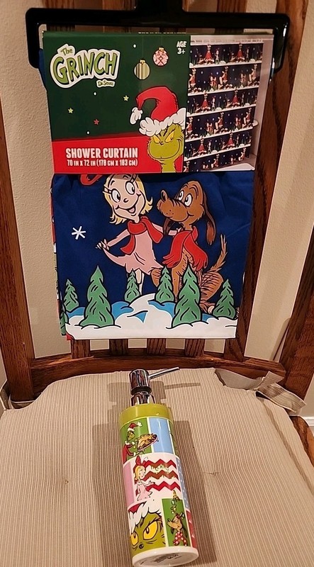 Grinch Shower Curtain And Soap Dispenser