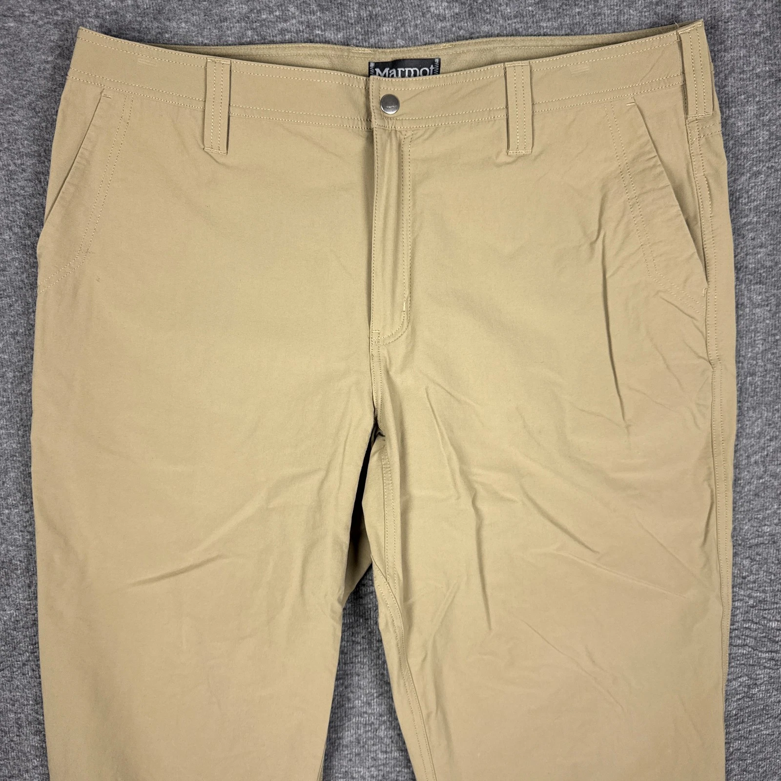 Marmot Hiking Pants Mens 38x33 Beige Pockets Stretch Lightweight Straight Leg