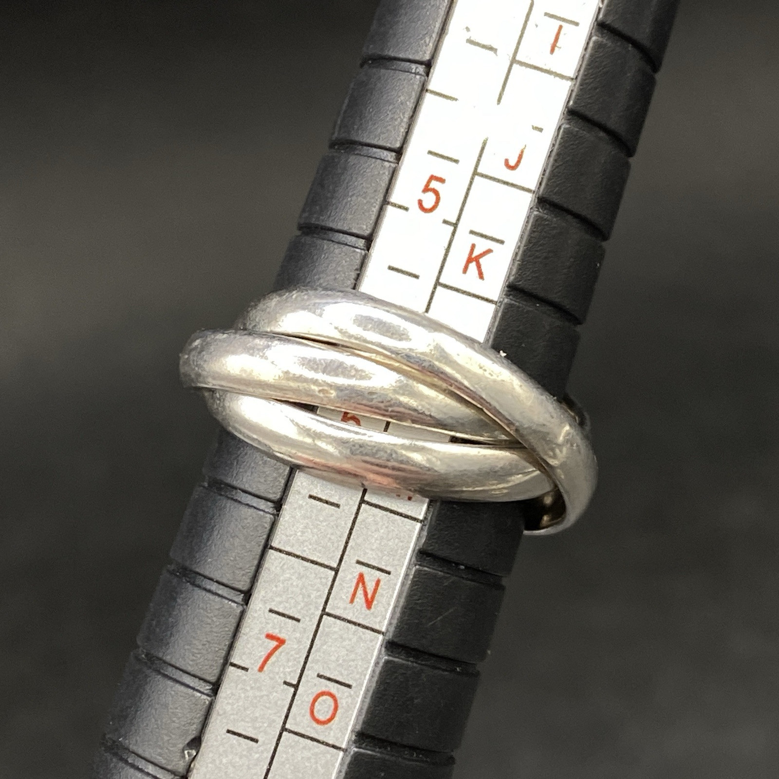 Trinity Silver Ring Three Linking Bands Size L Ma… - image 3