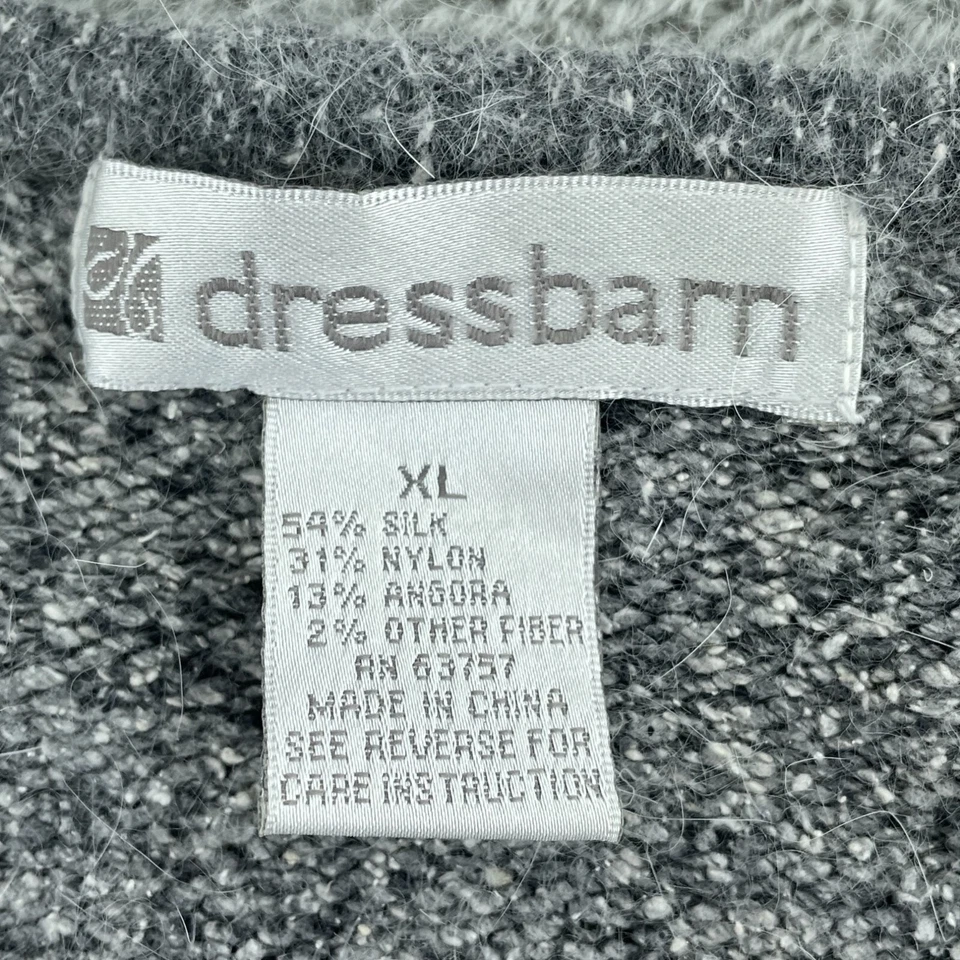 Cárdigan suéter Dressbarn para mujer XL retazos seda mezcla angora 3625 Foto 3 de 4