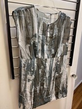 Cabi painted Tunic M Grey Brown Off white Watercolor Chiffon Style  651