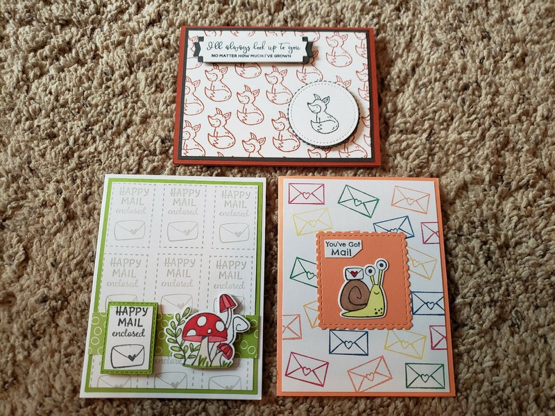 3 Stampin' Up! Snailed it, Count on Me, Fox, Mushroom, Mail