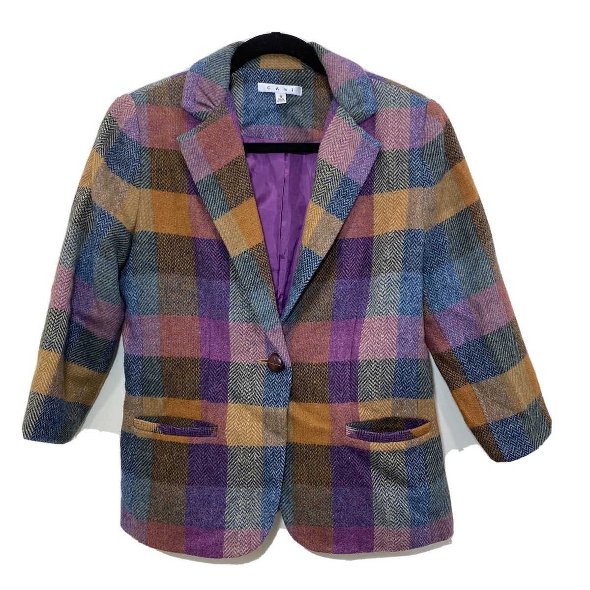 Blazer CAbi Taille 6 En Laine Et Polyester - Manches 3/4, Multicolore, Occasion