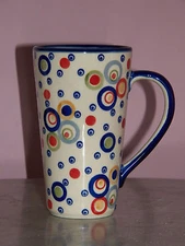 Polish Pottery 12 oz. Bistro Mug! Happy Happy Pattern!