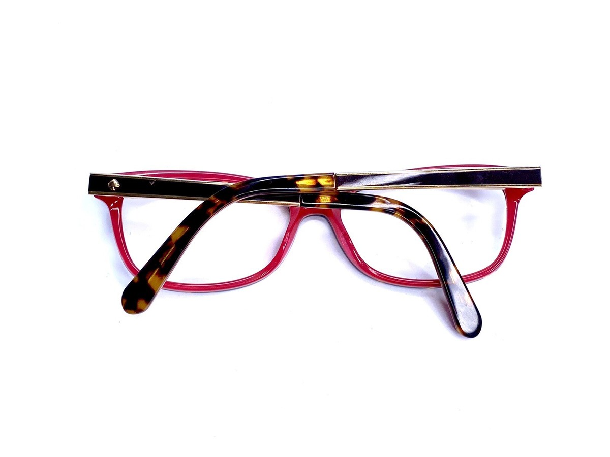 Kate Spade Tortoise Pink Gold Lucite Wayfarer Eyeglasses 