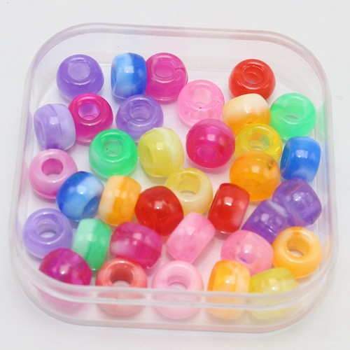 500pc Lime Green 9x6mm Pony Beads For School Crafts Hair Decor Kandi Jewelry - E - Foto 7