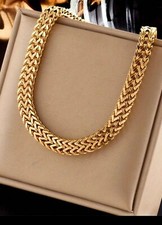 Gold Stainless Steel Chain Necklace Set For Women Adjustable
