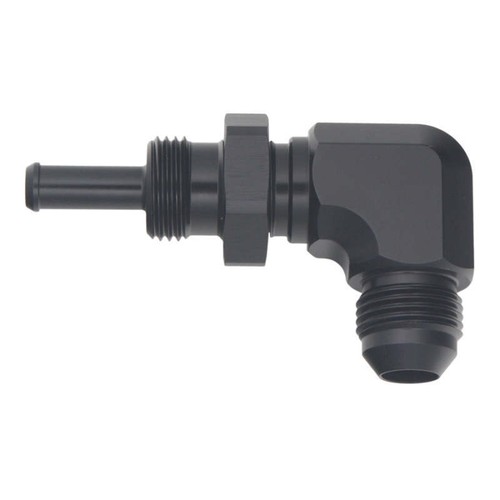 DeatschWerks 8AN Male Flare to 5/16in Male Barb Bulkhead Adapter 90-Degree - Ano - Bild 2 von 4