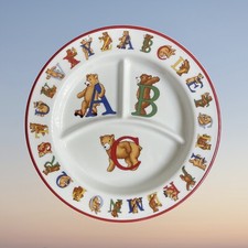 Tiffany  Co Baby Plate Childs Dish Alphabet Bears Feeding Divided 8.5  
