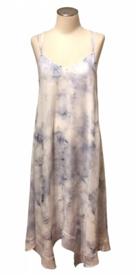 Rachel Zoe Tie Dye Dress LINEN Blend Handkerchief Hem Coastal Boho Women s Sz S