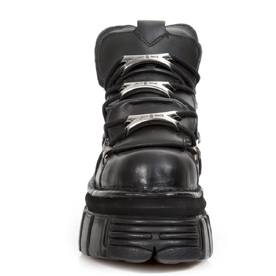 NEW ROCK M.106-S29 TOWER SHOES Metallic Black Leather Biker Gothic 
