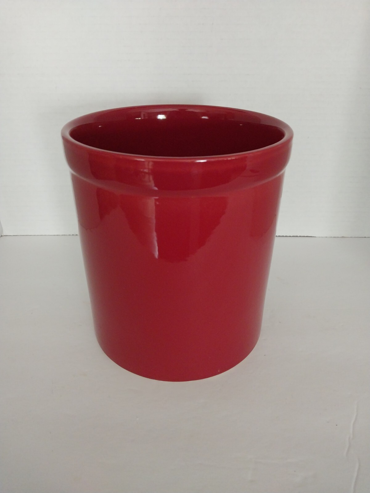 Large Ceramic Utensil Crock Utensil Holder - Stoneware Jar Dark Red