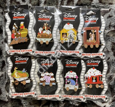 Disney Pins DSF DSSH Winnie the Pooh Ice Cream Train Full 8-Pin Set LE 400