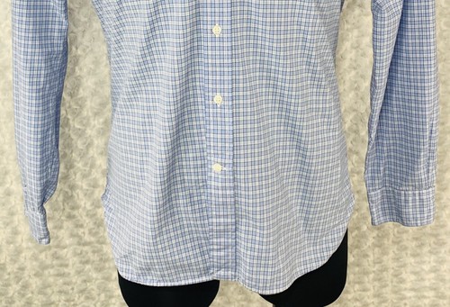 Ralph Lauren Men's Button Down Shirt Size 15 - 38 Long Sleeve Blue Plaid Front - Picture 4 of 12