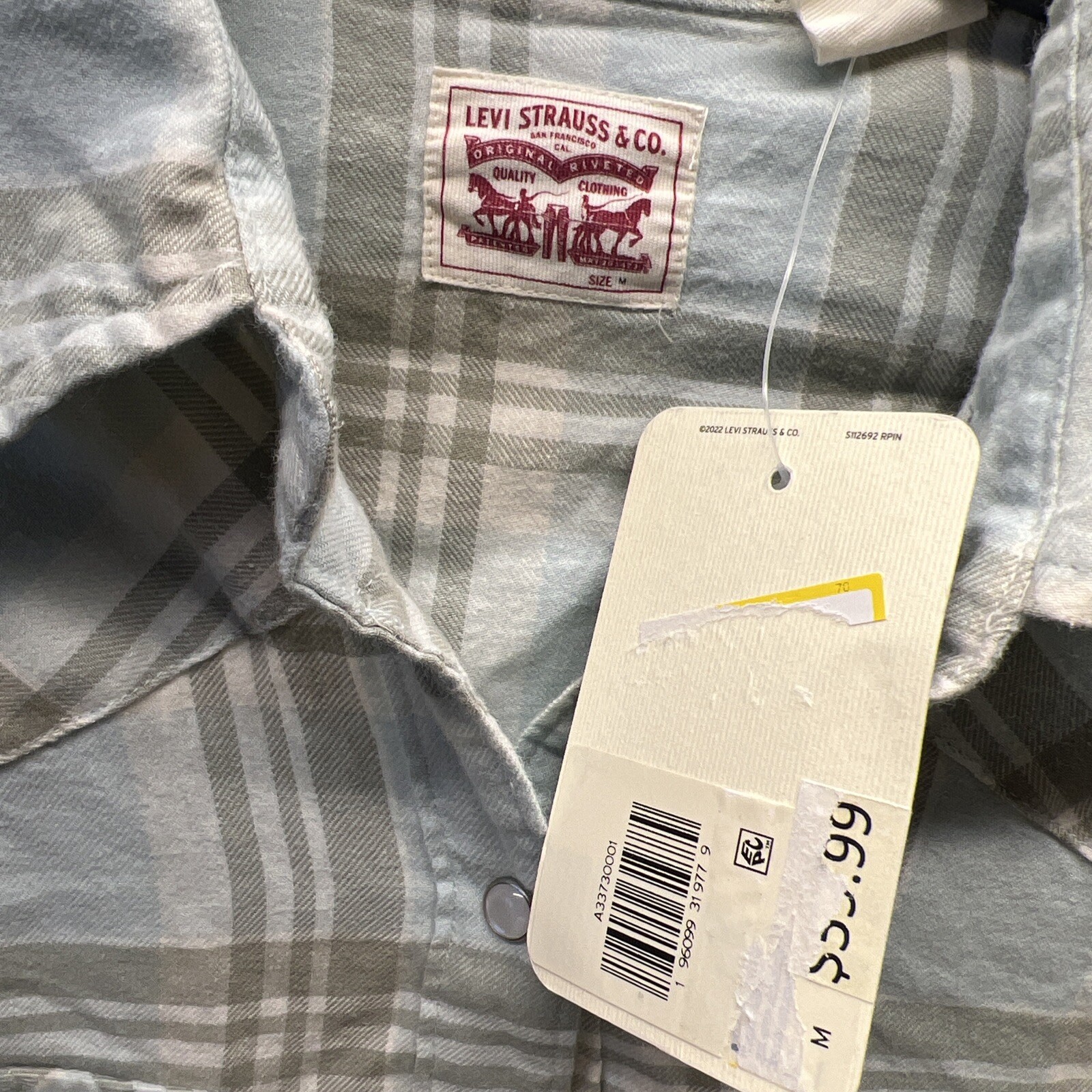 Women&rsquo;s Levis Dylan Flannel Western Shirt Snap Front Blue/Green M
