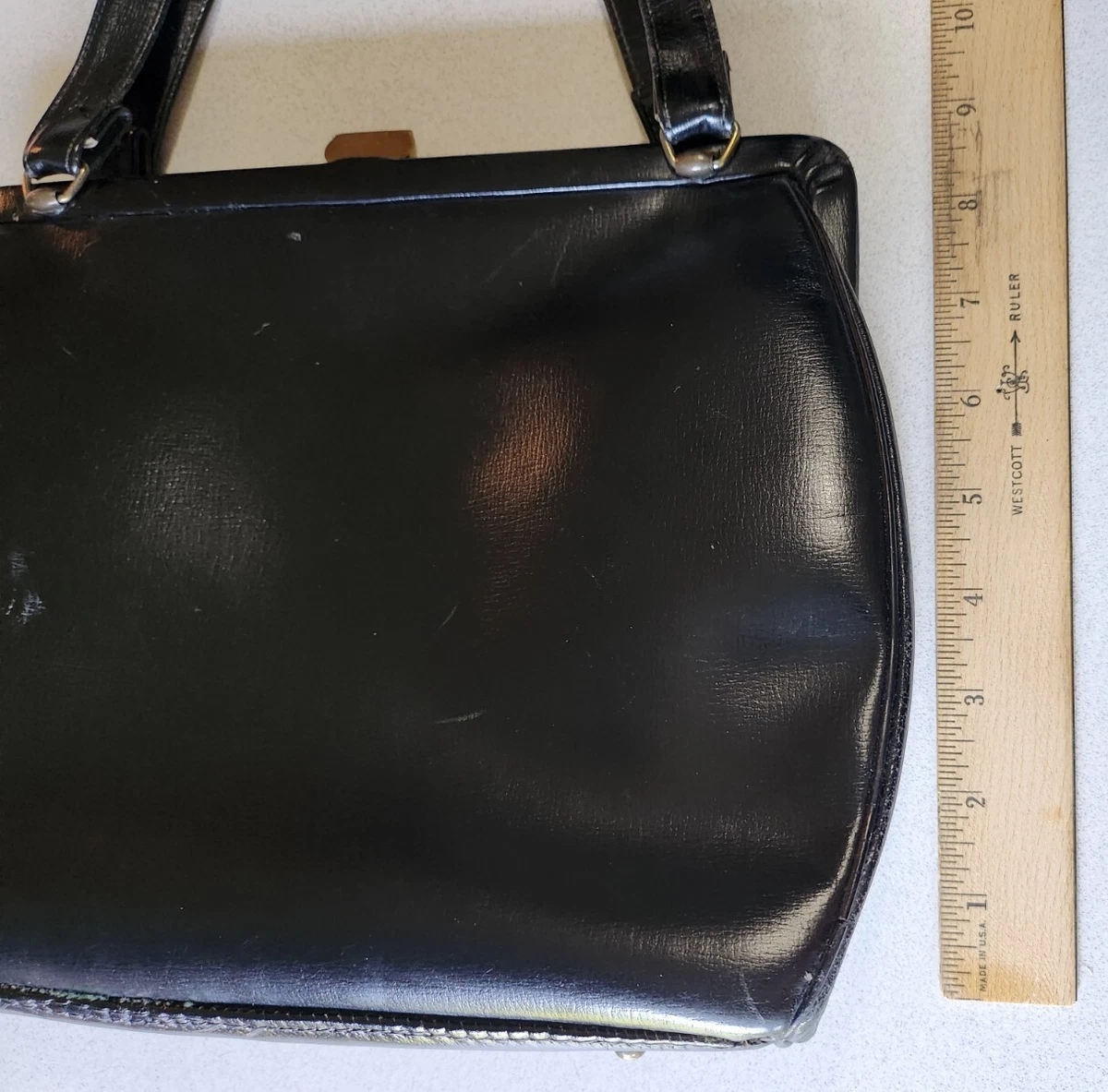 Merit New York Handbag Vintage Black Outside With Red Interior
