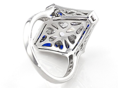 Bella Luce Lab Created Blue Spinel & White CZ Rhodium Over SS Size 8 Ring 3.86ct - Picture 3 of 4
