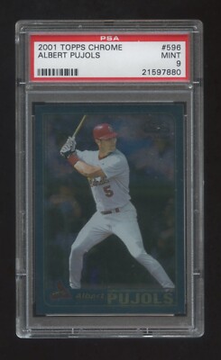 PSA 9 ALBERT PUJOLS 2001 Topps Chrome ROOKIE RC SP #596 CARD LOOKS