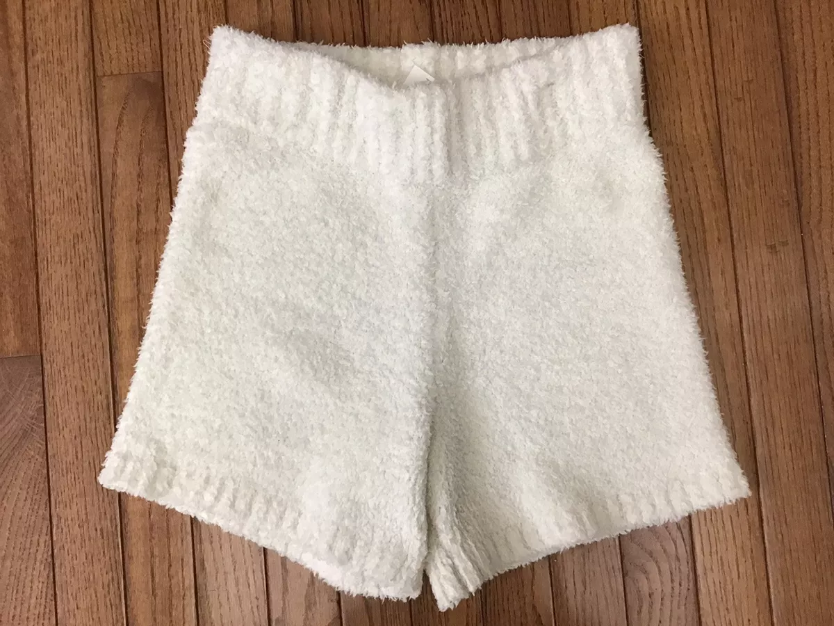 New Skims by Kim Kardashian S /M Cozy Knit Shorts White High Waist Fuzzy  (C7-1)