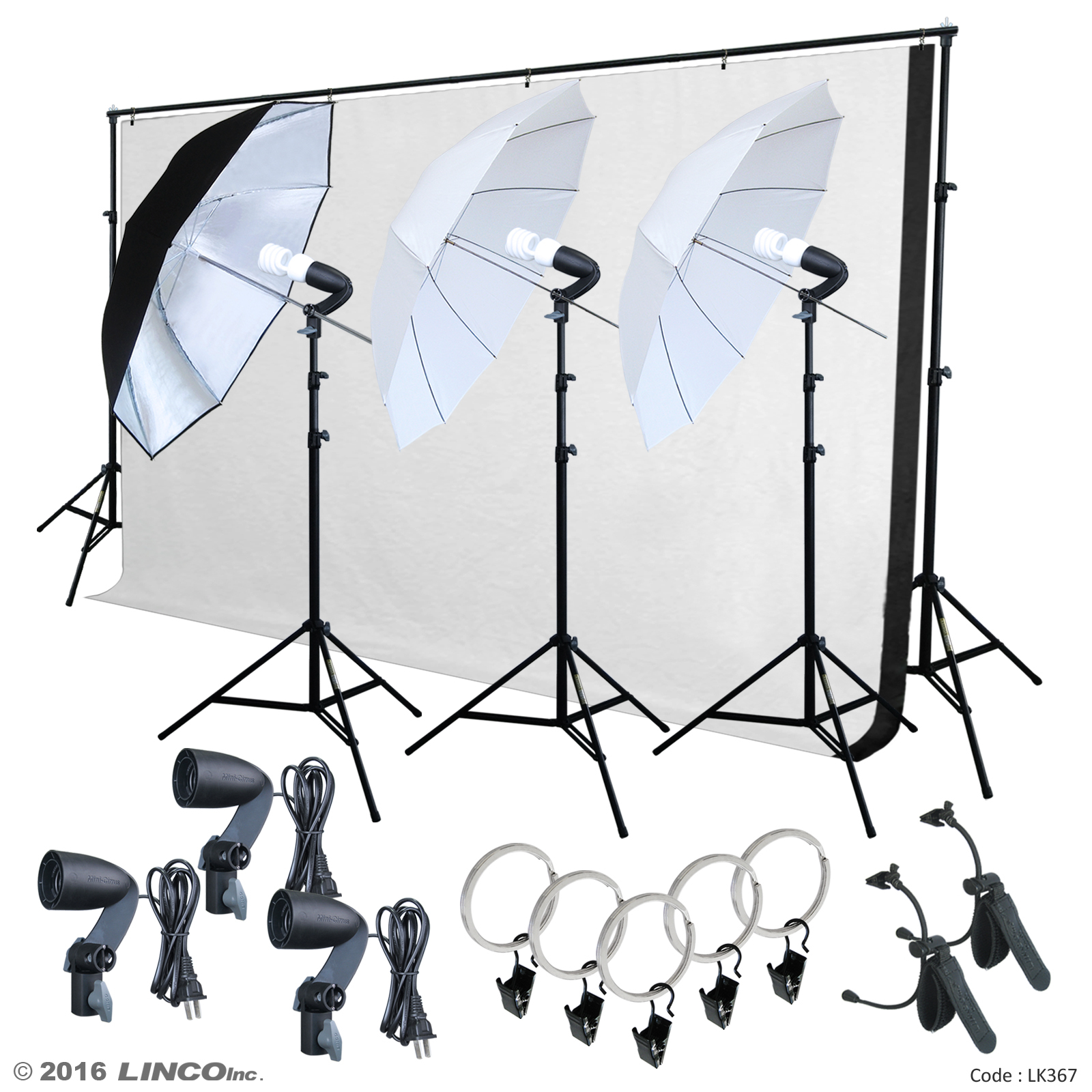 Photo Studio Lighting Photography Backdrop stand Muslin Light Kit LK367