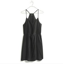 NWOT 128 Madewell Drawstring Racerback 100 Silk Daybreak Dress in Black Sze 0