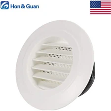 Hon&Guan ABS Louver Grille Cover Soffit Round Air Vent with Built-in Screen Mesh