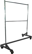 5' Foot Adjustable Height Commercial Double-Rail Rolling Z Rack Chrome & Black