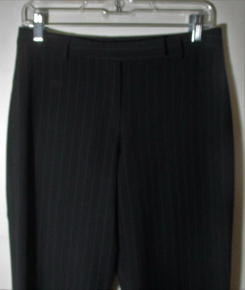 Pantalones de vestir para mujer CALVIN KLEIN negros a rayas de lana talla 4 Foto 2 de 4