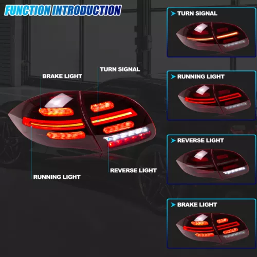 Red LED Sequential Tail Lights Lamps For Porsche Cayenne 2011-2014 Left & Right - Picture 6 of 16