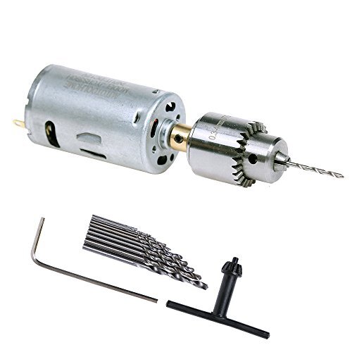 Mini DC 12V Electric Hand Drill Motor PCB & Twist Drills Set , New 