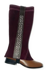 BURGUNDY WESTERN SADDLE HORSE RIDING SHORT CHAPS, POLAINAS CHARRAS. COWBOY CHAPS