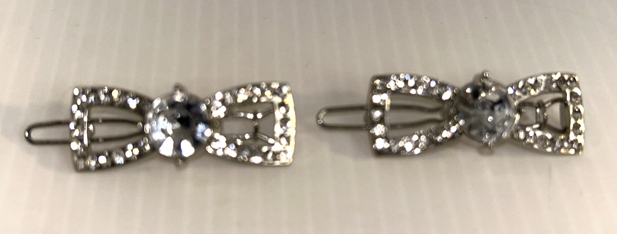 Vintage Art Deco Black Rhinestone Bow Barrette Art Deco Inspired Rhinestone Bow & Vintage Crystals 4 main image 4