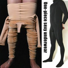 Women Men 500D Velvet Full Bodystocking High Collar Warm Zipper Bodysuit Catsuit