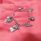 VTG Mattel Silver BARBIE Charm Bracelet 7" long w/6 charms