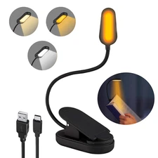 Clip On Book Light 3 Modes Led Light USB Rechargeable Lamps for Book Reading