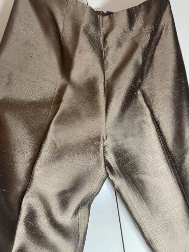 Ralph Lauren Purple Label 8 W 28” I 31” L 41 R 12” Designer Gold 100% Silk Pants - Picture 2 of 8