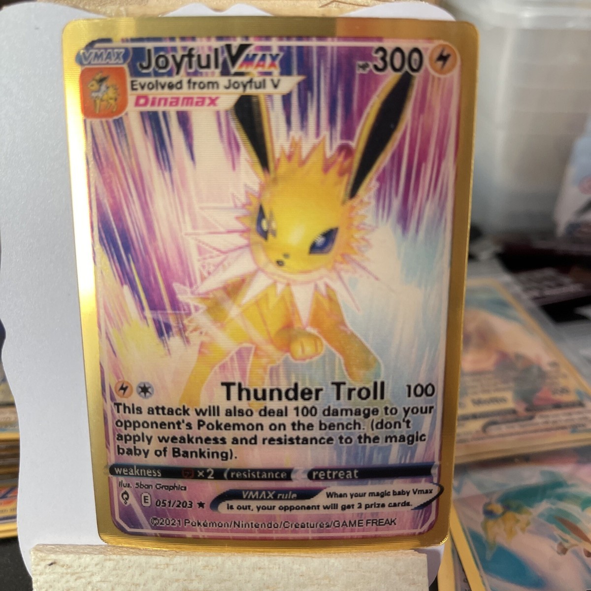 Joyful VMax Hp 300 3d prism pokemon 🔥FAN ART 💥Thunder Troll NM 
