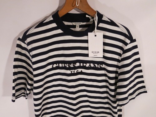 Guess x A$AP Gue$$ David Reactive Multi Stripe Crewneck T Shirt Indigo - Picture 2 of 11
