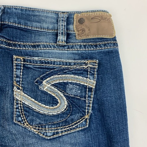 Silver Jeans Tuesday Bootcut Size 31 with stretch Distressed Medium wash denim - Picture 6 of 13