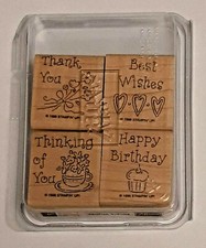 Stampin Up Thank You Best Wishes Happy Birthday Thinking of You Stamp Set 4 1998