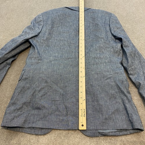 Fairlane Blazer Sport Coat Mens Medium Linen Blend Blue Regular Fit Two Button - Picture 14 of 14