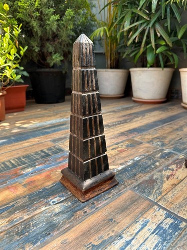 1800 Antique Old Wooden Brass Hand Crafted Decorative Tower Figure - Picture 2 of 12