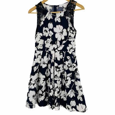 Lush small dress skater 9282  fit and flare sleeveless floral print Womens