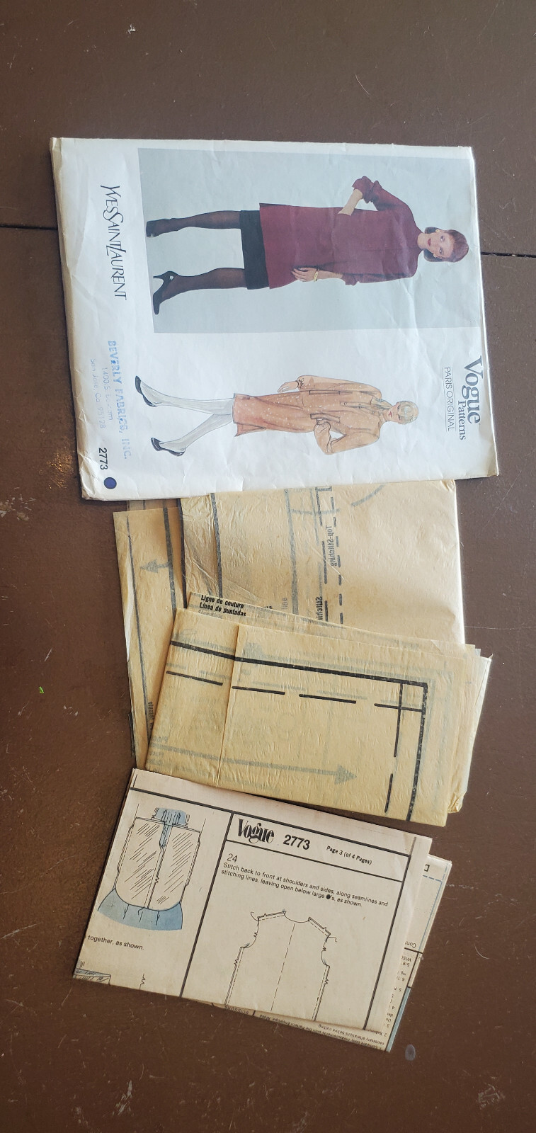 Vogue Paris Swing Patten originale 2773 anni 80 Yves Saint Laurent