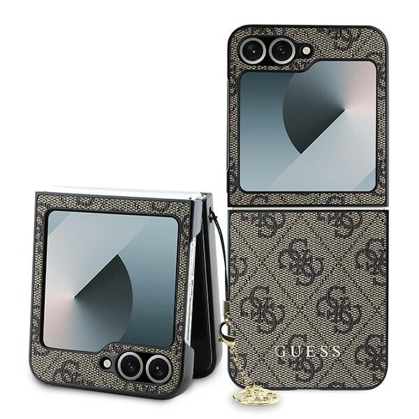 Galaxy Z Flip 6 Guess Brown Faux Leather Case with Gold Chain