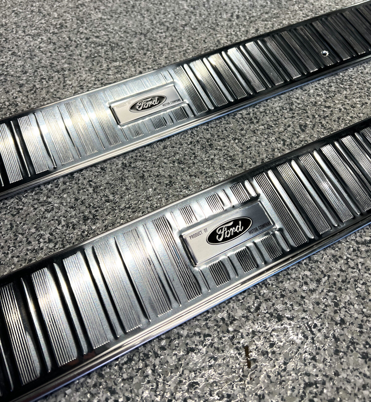 Pair Door Sill Scuff Plates w/ Black Decal For 19621964 Ford Fairlane