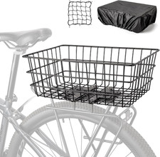 Rear Bike Basket Large Capacity Bicycle Rear Rack Basket with Cargo Net Wate