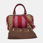 Auth GUCCI GG Vintage Web Canvas Leather Small 2Way Top Handle Shoulder Boston